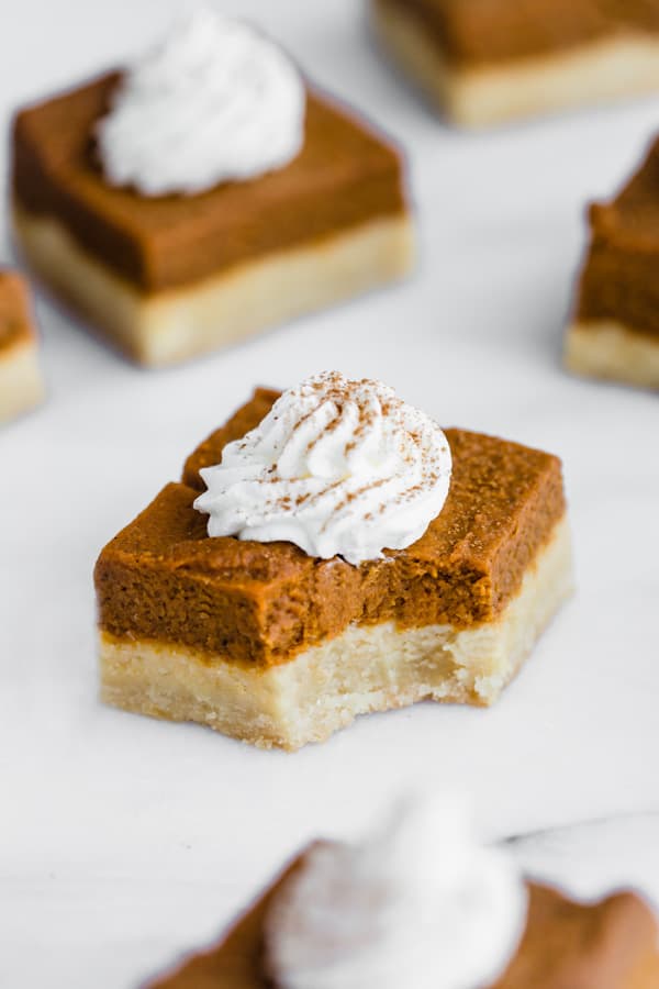 pumpkin pie bars with almond cookie crust