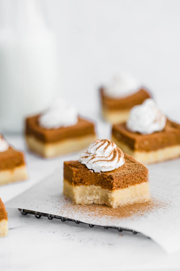 pumpkin pie bars with almond cookie crust