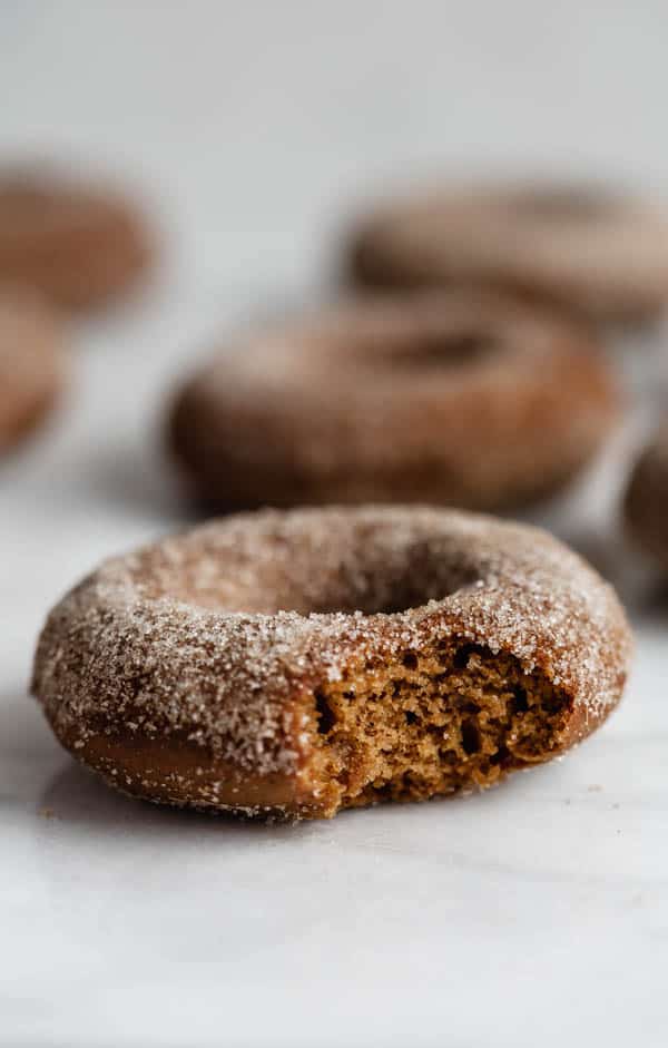 vegan gingerbread donuts with gingerbread sugar