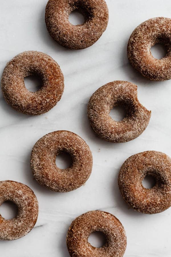 vegan gingerbread donuts with gingerbread sugar