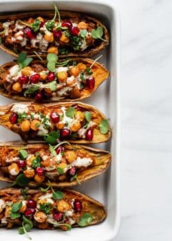 Moroccan stuffed sweet potatoes