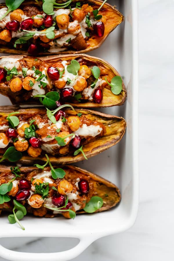 Moroccan stuffed sweet potatoes