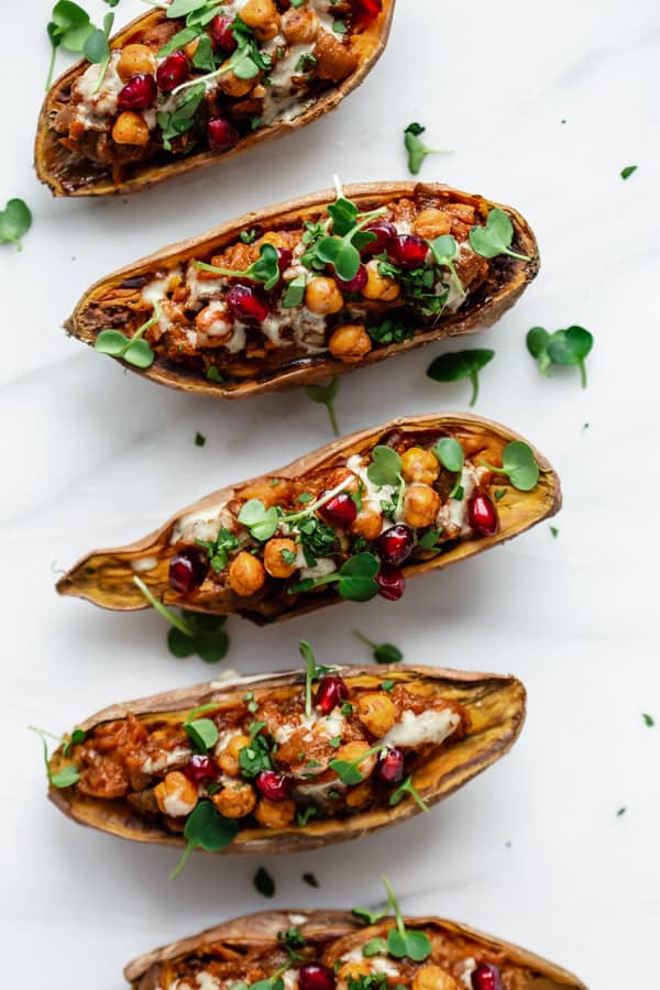 Moroccan stuffed sweet potatoes