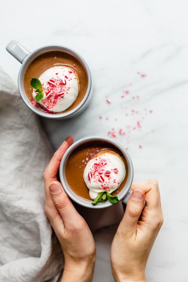vegan peppermint hot chocolate