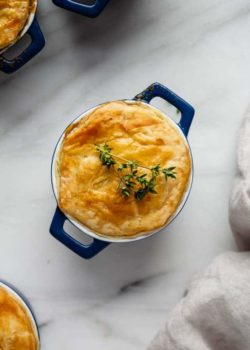 veggie pot pie with vegan biscuit crust