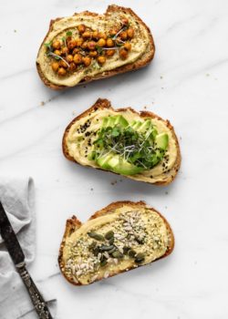 hummus toast 3 ways