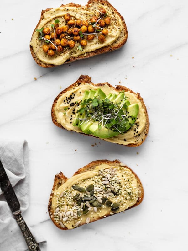 hummus toast 3 ways
