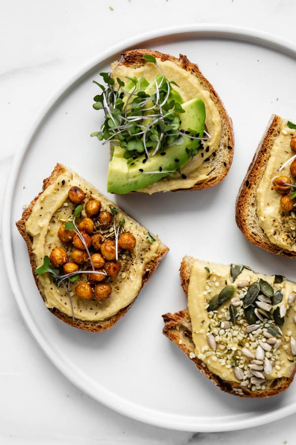 hummus toast 3 ways