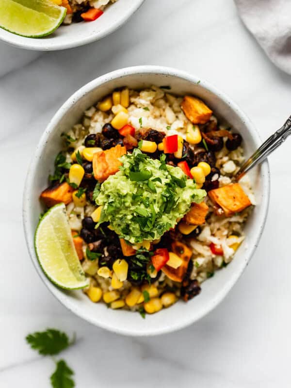 Cauliflower rice burrito bowl [vegan, gluten-free & grain-free]
