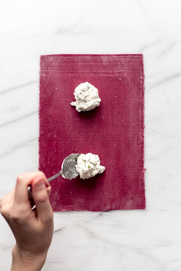 heart beet ravioli