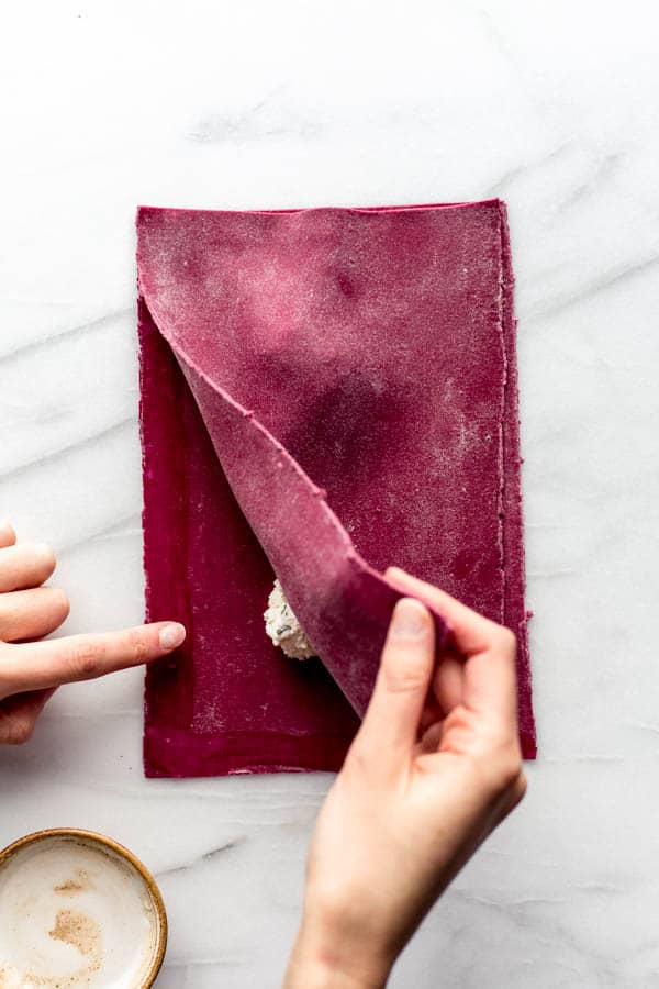 heart beet ravioli