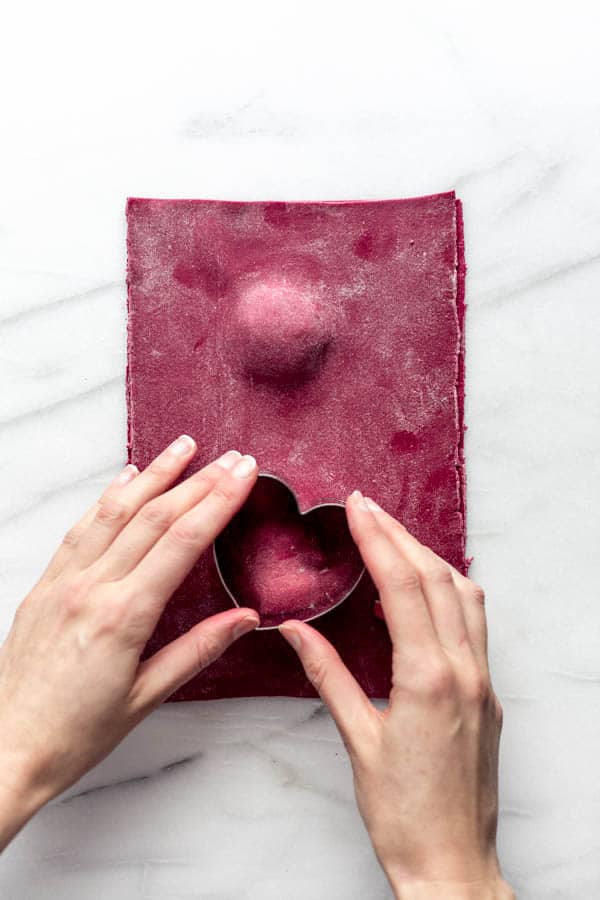 heart beet ravioli