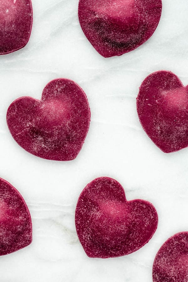 heart beet ravioli