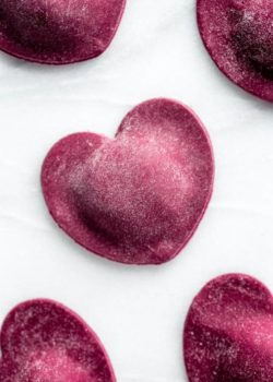 heart beet ravioli