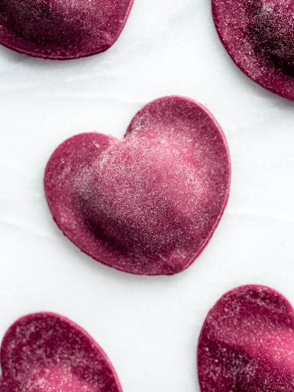 heart beet ravioli