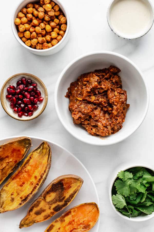 Moroccan stuffed sweet potatoes