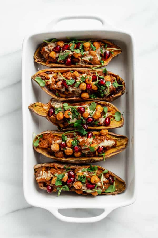 Moroccan stuffed sweet potatoes