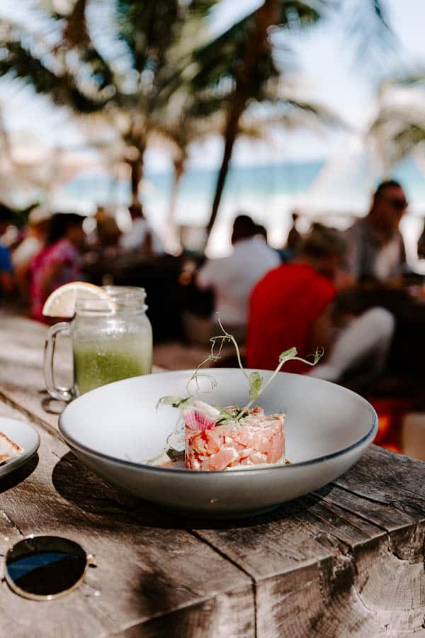 tuna tartare on the beach