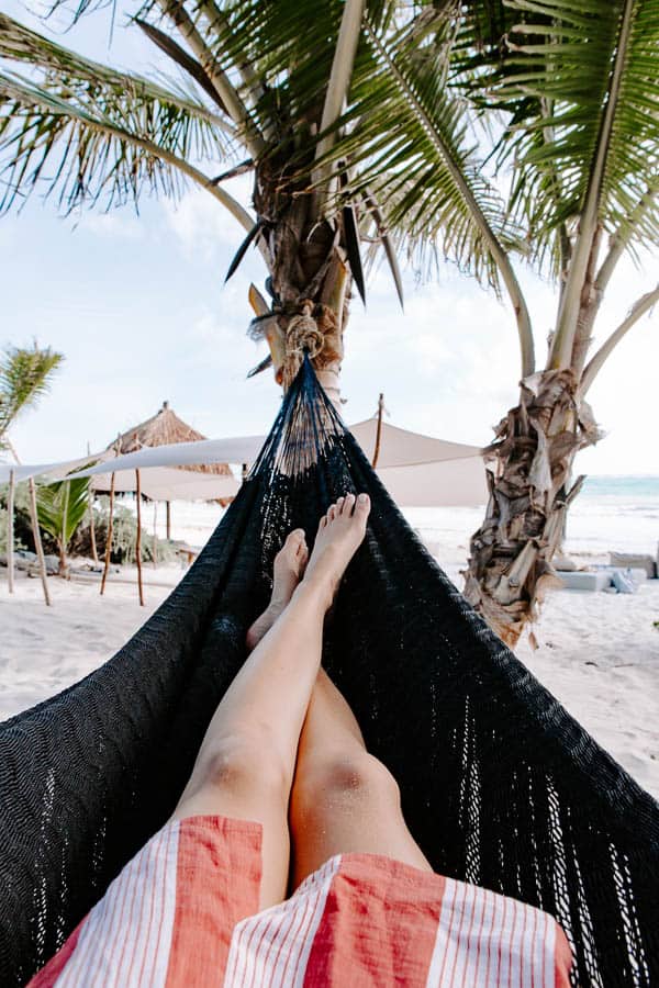 the beach and hammock in tulum