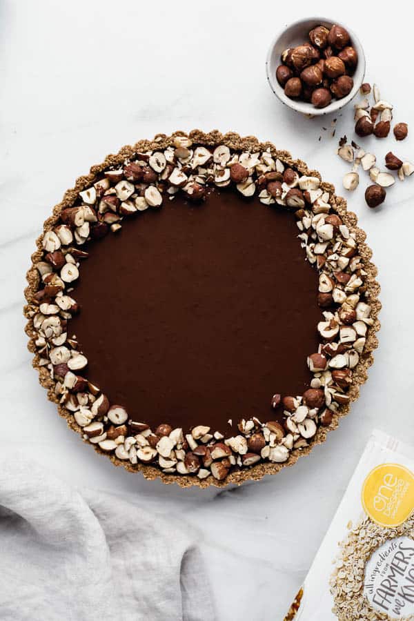 vegan chocolate hazelnut tart