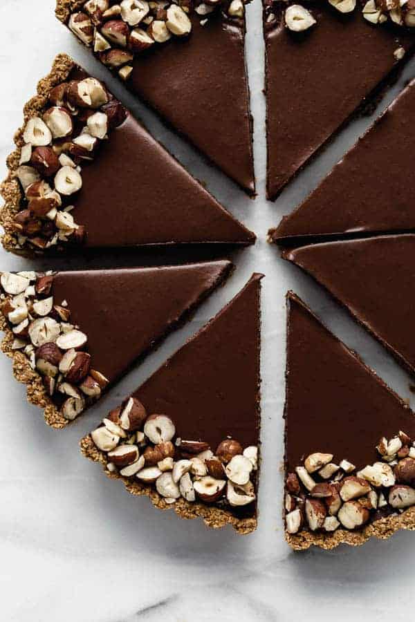vegan chocolate hazelnut tart