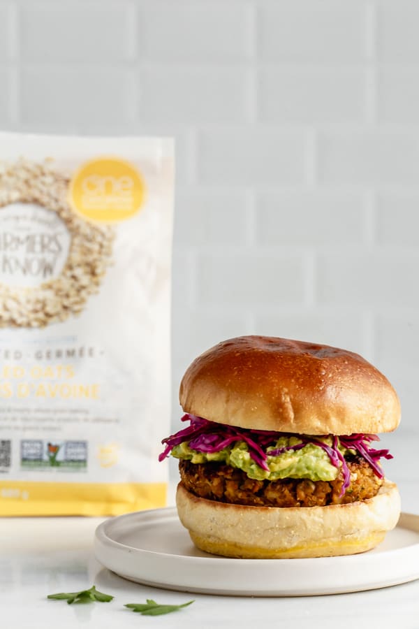 a chickpea veggie burger on a plate
