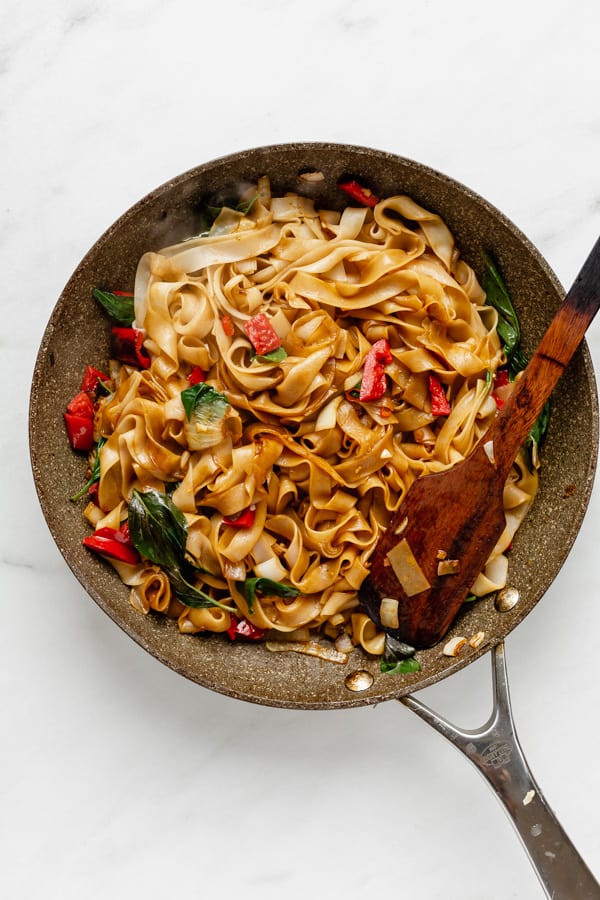 drunken noodles in a pan