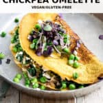 a chickpea omelette with peas and sprouts on it