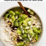a bowl of bircher muesli with kiwis