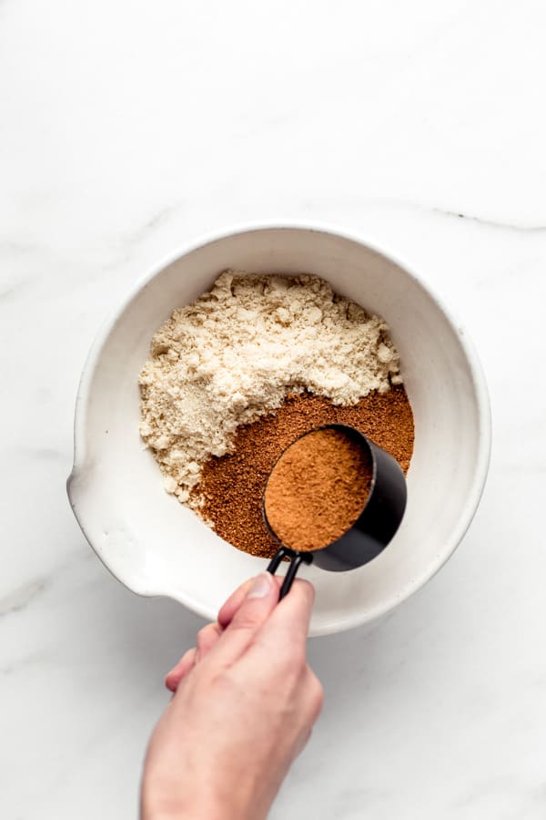 a bowl of almond flour and coconut sugar