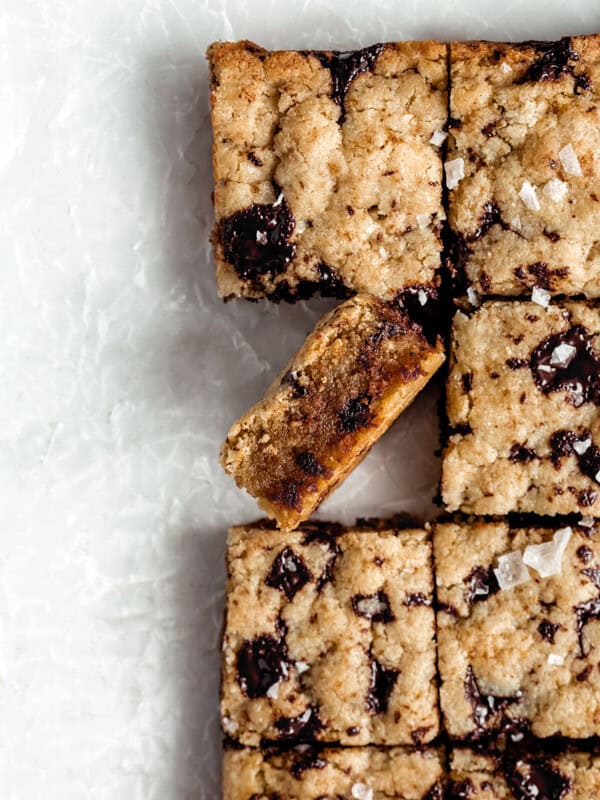 paleo tahini blondies cut in squares