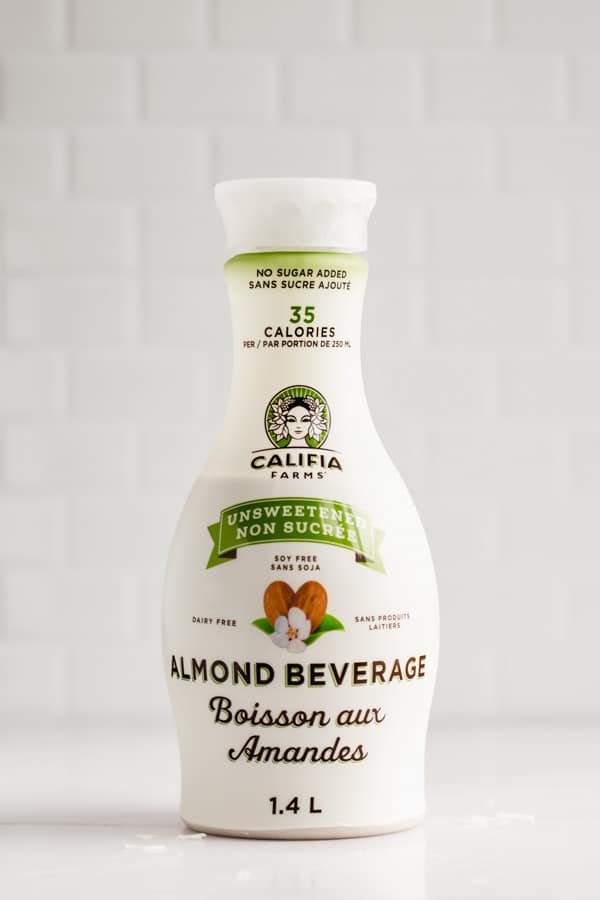 a bottle of califia farms almond milk