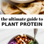 a bowl of white bean dip and a buddha bowl