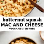 a pot of butternut squash mac and cheese