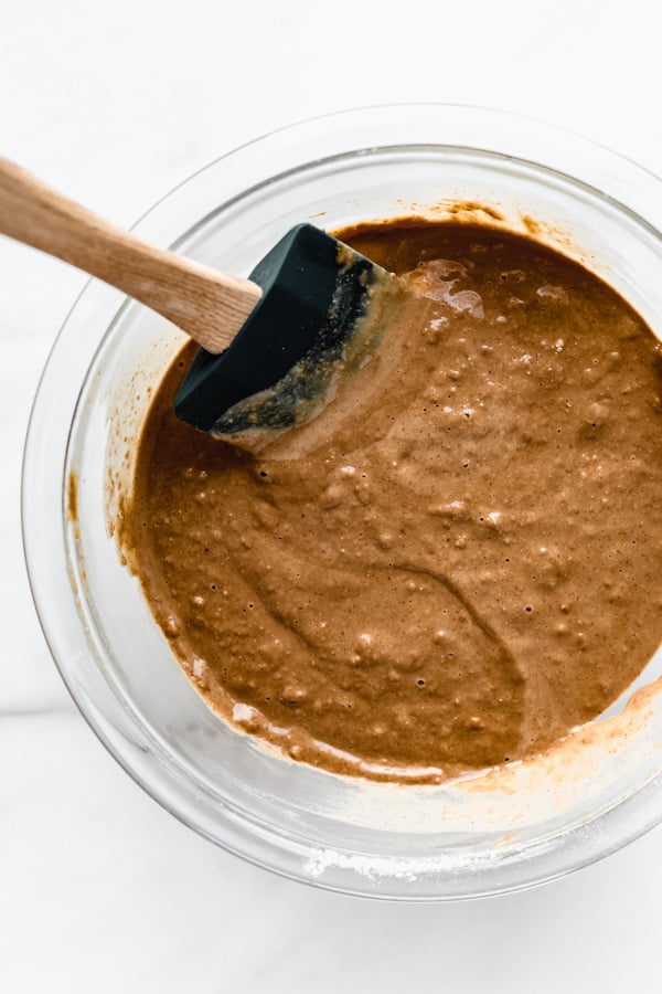 a bowl of gingerbread pancake batter