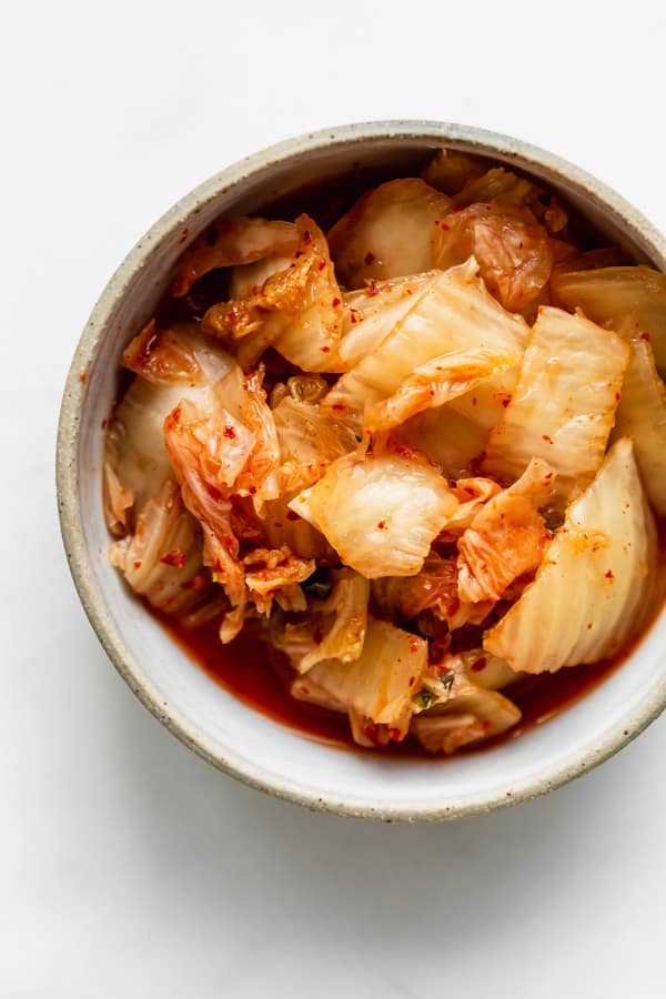 A bowl of kimchi