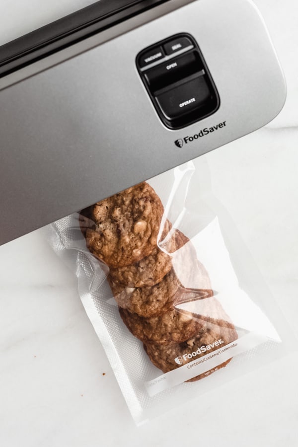 cookies in a bag with a foodsaver next to them