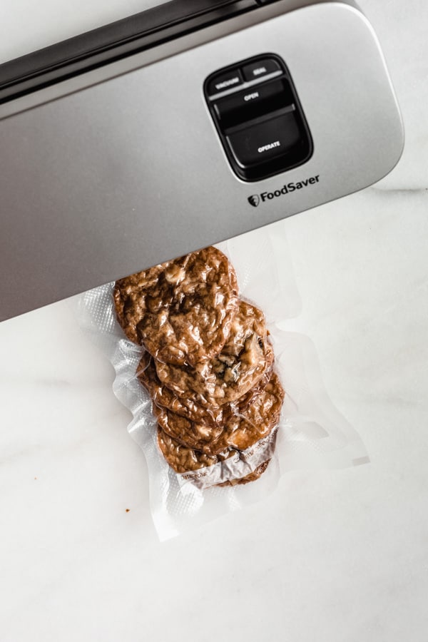 cookies in a vacuum sealed bag with a foodsaver