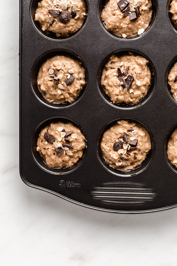 a pan of unbaked oatmeal cups