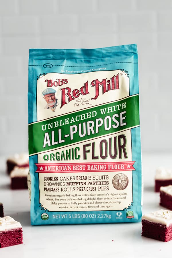A bag of bob's red mill all purpose organic flour
