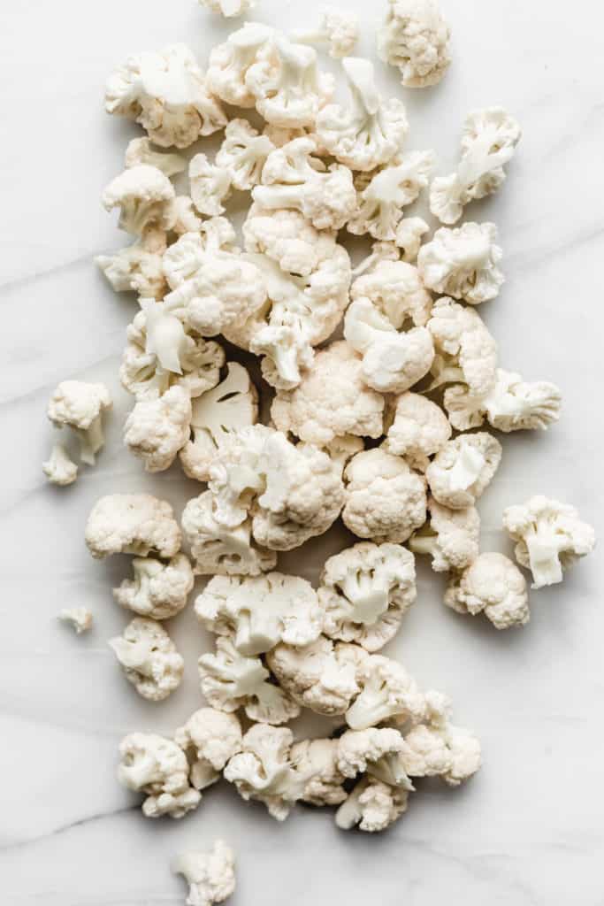 cauliflower on a marble board