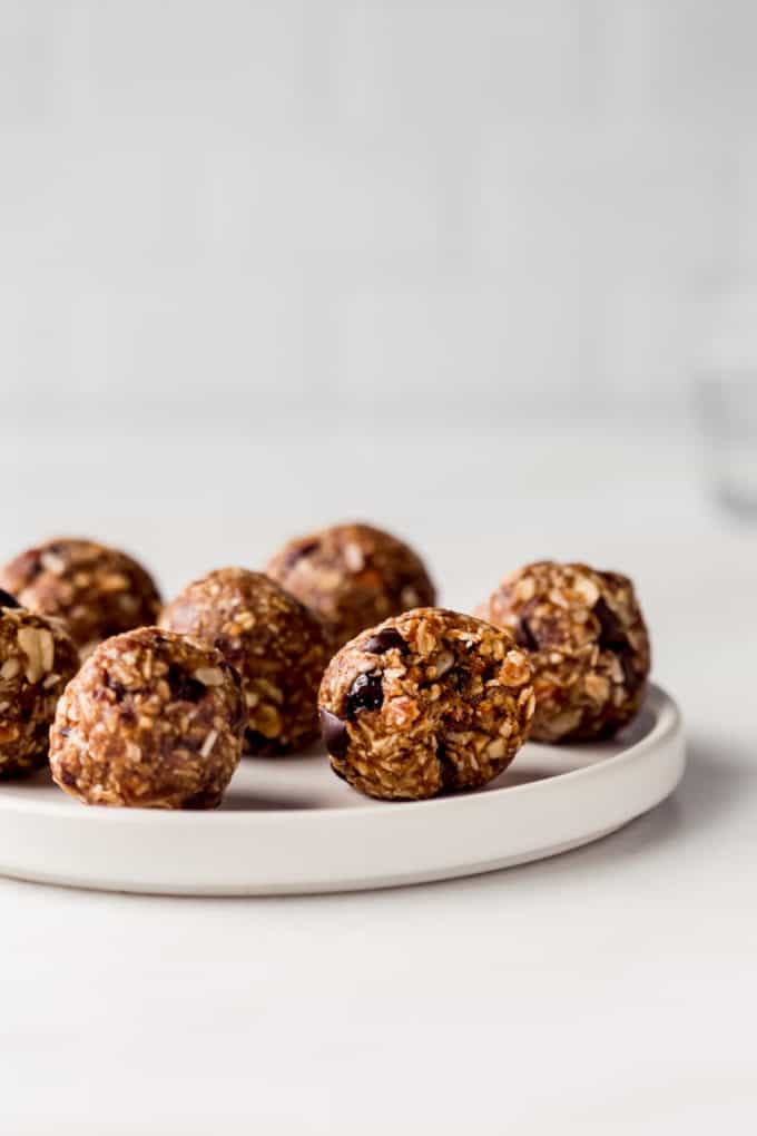 energy bites on a white plate