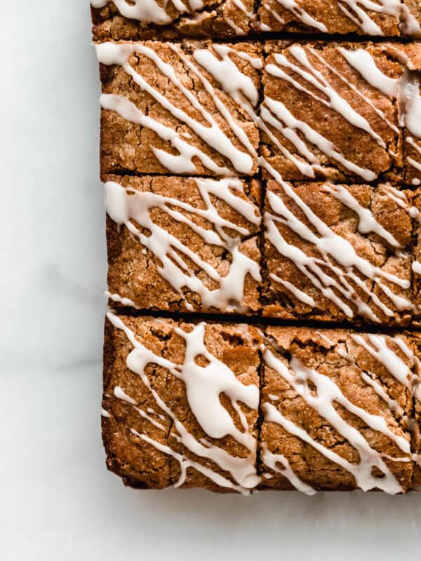 Chai Latte blondies with a while glaze on top