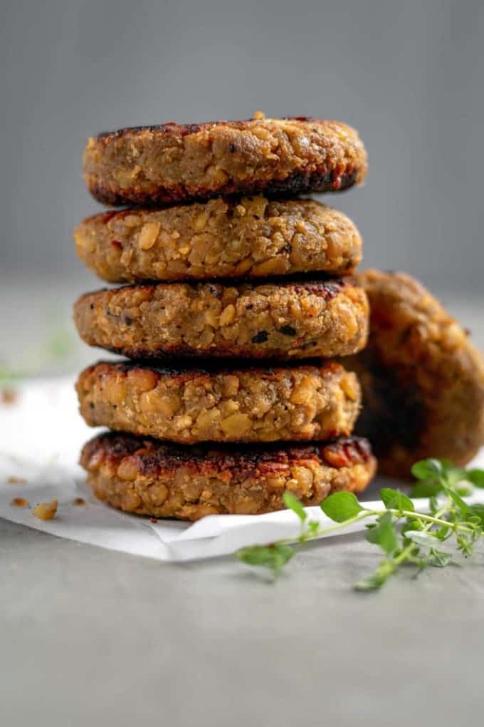 A stack of tempeh patties