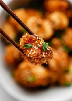 a piece of panko crusted cauliflower
