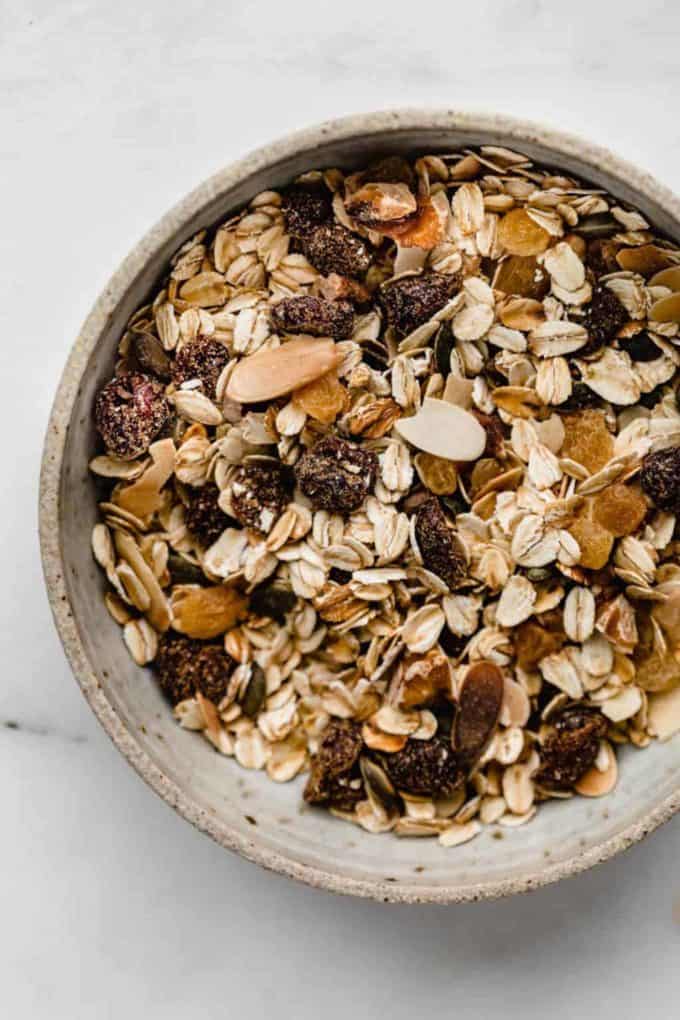 A bowl of mixed muesli