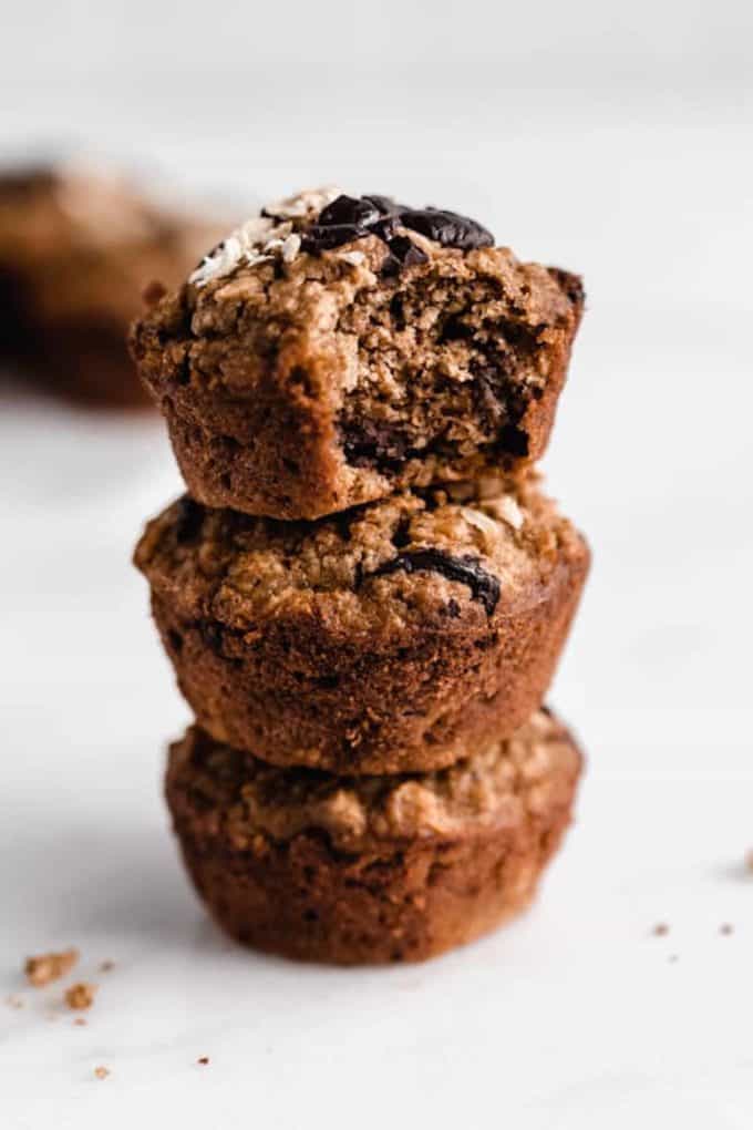 A stack of three baked oatmeal cups
