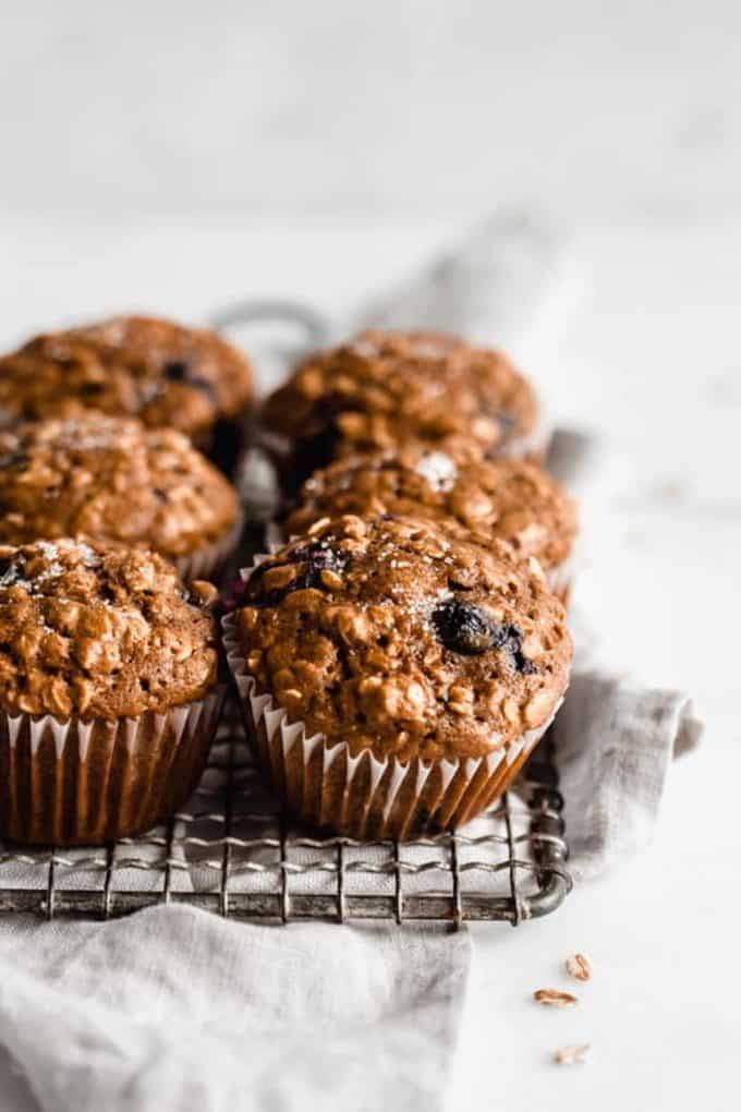 blueberry muffins on a cooling rack