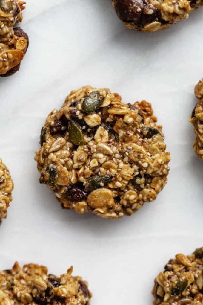 A healthy cookie in a marble board