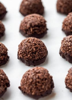 chocolate coconut macaroons dipped in chocolate